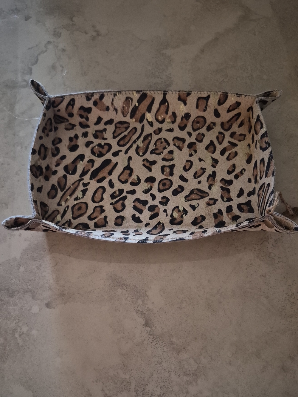 Neiman Marcus Leather Leopard Print Tray